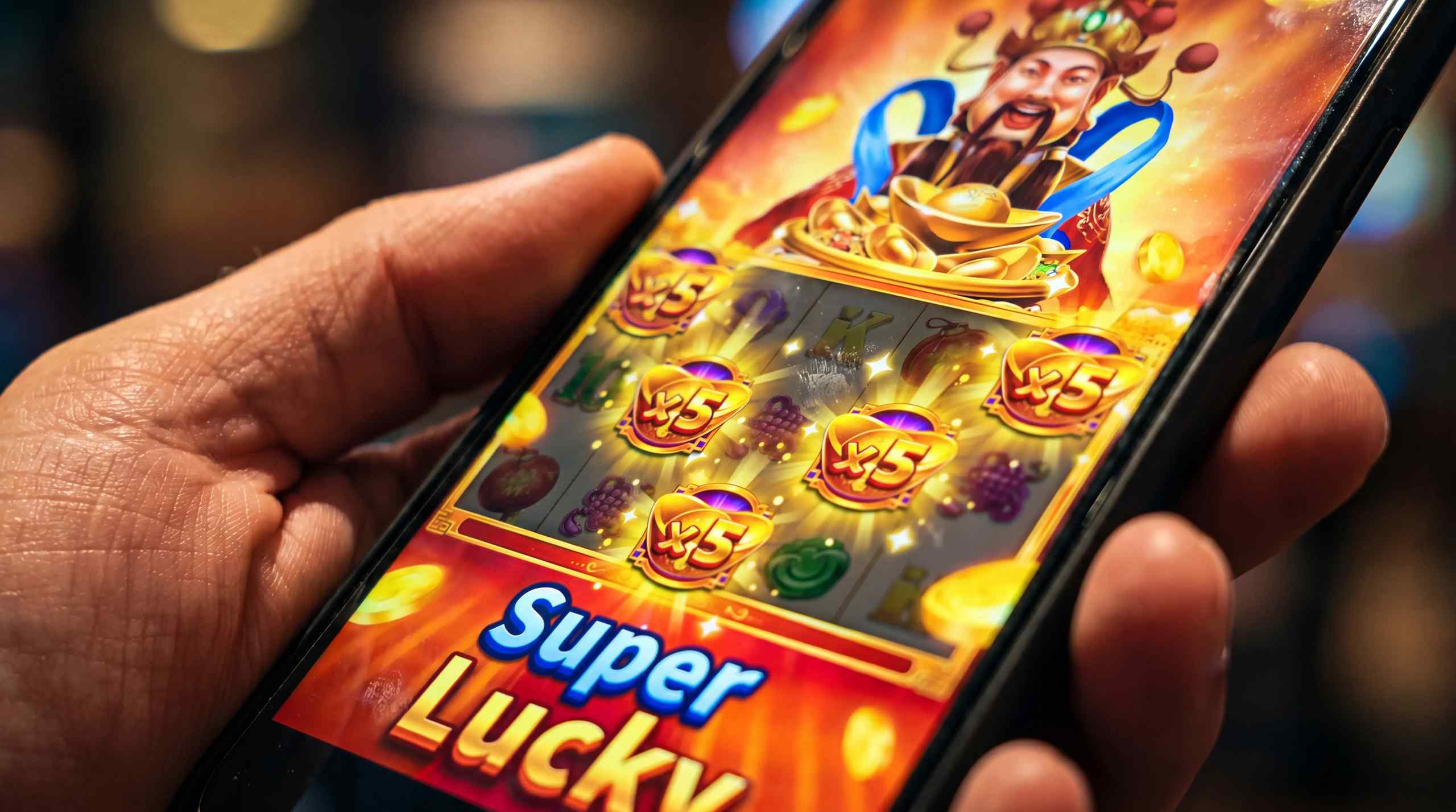 A jackpot being displayed on a mobile slot game.